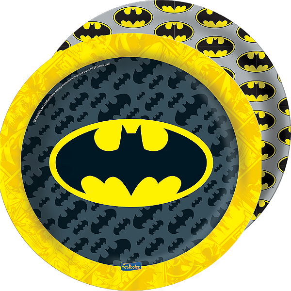 Prato Papel Redondo Festa Batman 18cm c/8 unid. Festcolor / Mais Festa