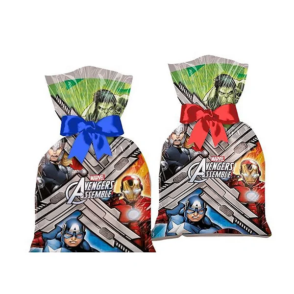 Sacola Surpresa p/ Lembrancinhas 14cm x 27cm Avengers / Vingadores c/12 unid. Regina / Mais Festa