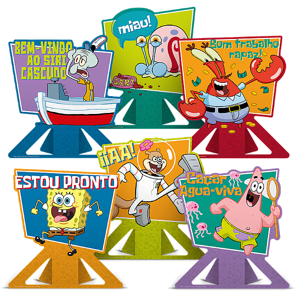 Decoração de Mesa Festa Bob Esponja c/6 unid. Regina  / Mais Festa