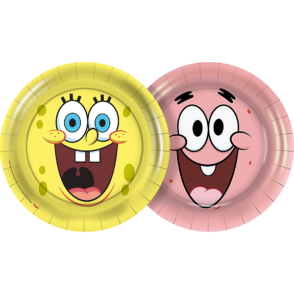 Prato Papel Redondo  Festa Bob Esponja 18cm c/08 unid. Regina / Mais Festa
