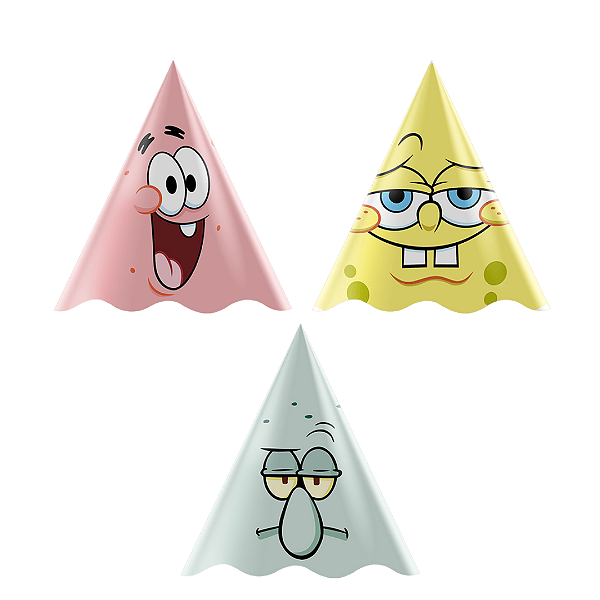 Chapéu de Aniversário Festa Bob Esponja c/12 unid. Regina / Mais Festa