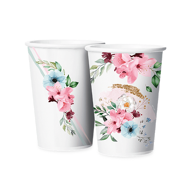 Copo papel 180ML Floral C/08UNID. ) Regina / Mais Festa