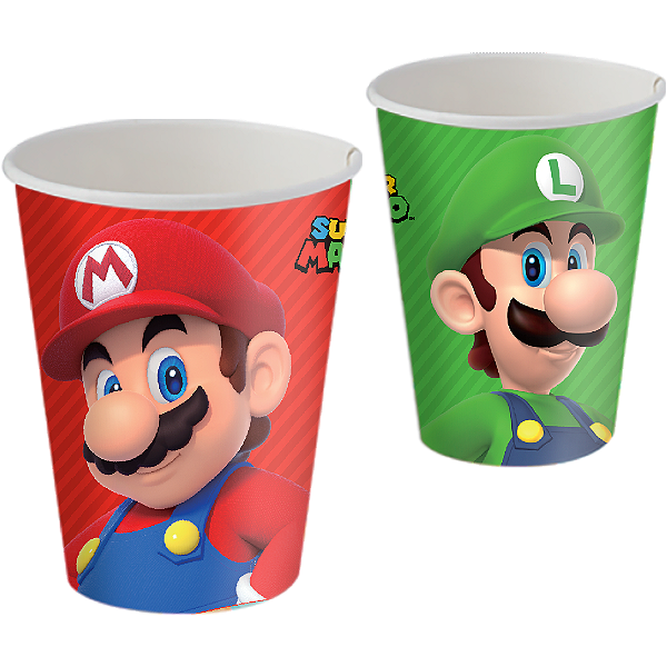Copo Papel 200ML Super Mario C/08 - Festcolor / Mais Festa