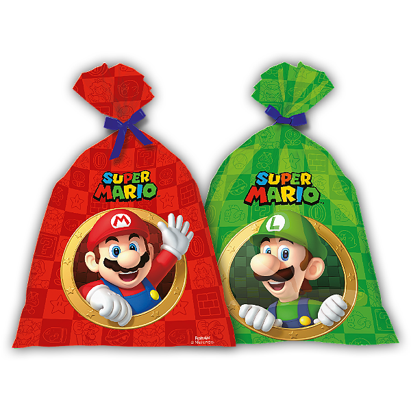 Sacola Plastica Super Mario  C/08 - Festcolor/ Mais Festa