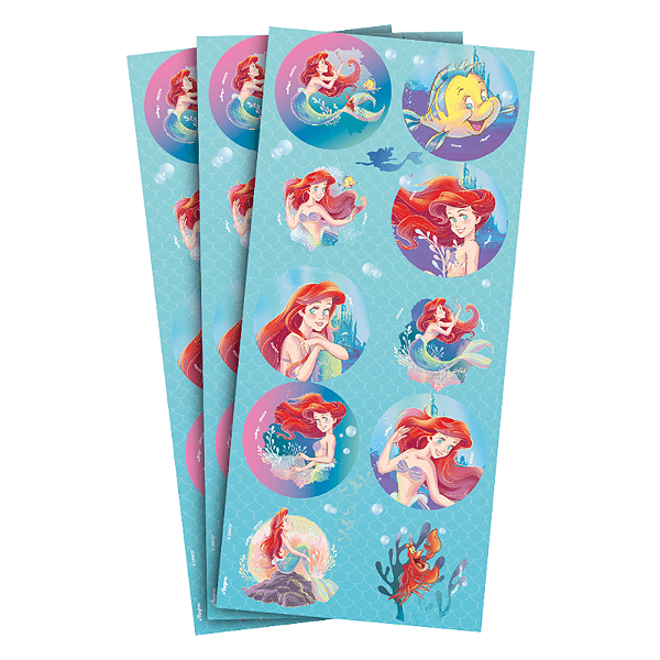 Adesivo Redondo P/ Lembrancinhas Ariel c/30 unid. Regina / Mais Festa