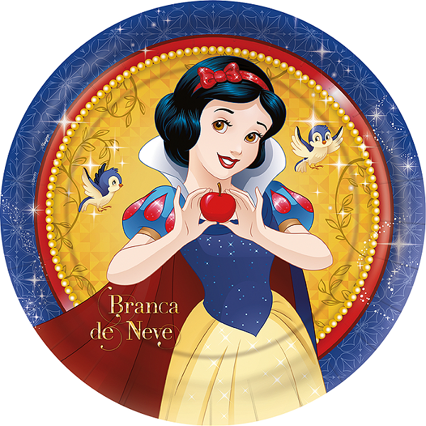 Prato Papel Redondo Branca De Neve 18cm c/8 unid. Regina / Mais Festa