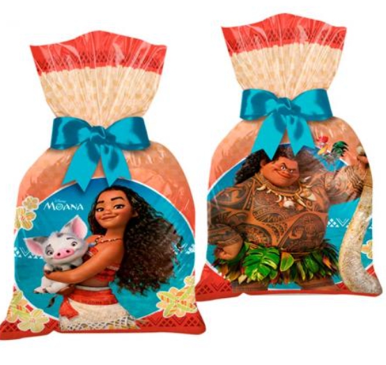 Sacola Surpresa p/ Lembrancinhas 14cm x 27cm Moana c/08 unid. Regina / Mais Festa