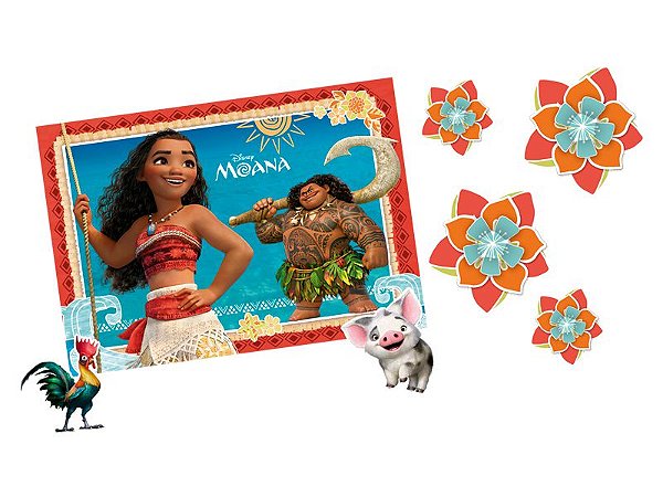 Kit Decorativo Moana- 64x45cm + Personagens Destacáveis Regina / Mais Festa