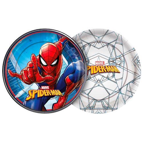 Prato Papel Redondo Spider Man 18cm c/08 unid. Regina / Mais Festa