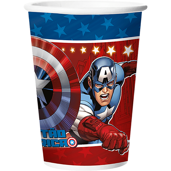 Copo Papel Festa Capitão America  180ml c/8 unid. Regina / Mais Festa