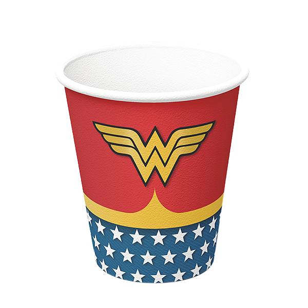 Copo De Papel 200ml Festa Mulher Maravilha - c/8 Unid - Festcolor/ Mais Festa