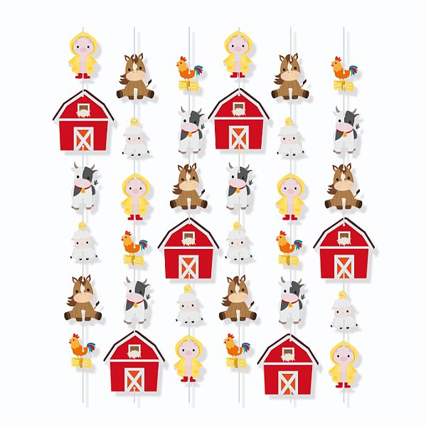 Cortina Decorativa Fazendinha C/ 6 Cordões Com 36 Peças/Cromus
