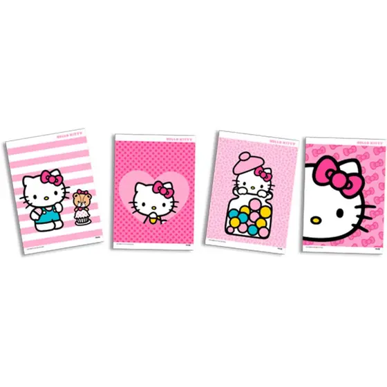 Quadros Decorativos Hello Kitty Rosa C/04 Unidades (111397)