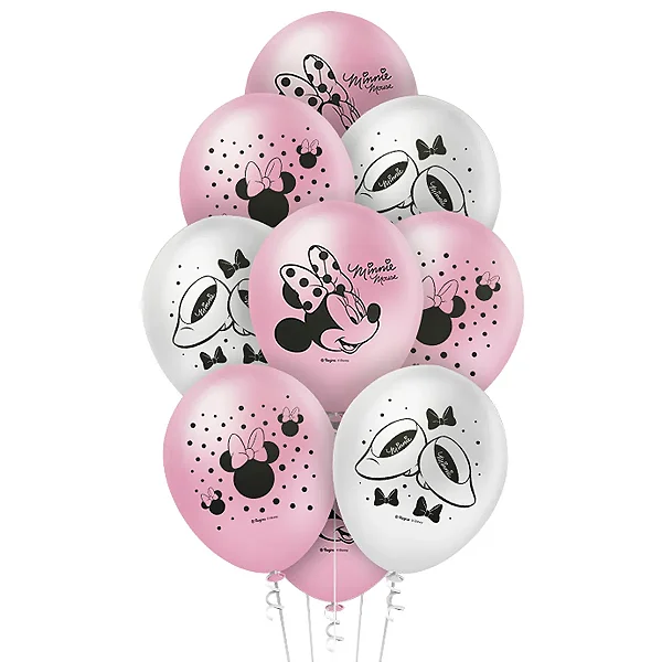 Balão Látex Minnie Mouse Rosa 9" C/25 Unidades (118883.6)