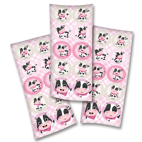 Adesivo Redondo Vaquinha C/30 Unidades (113306)