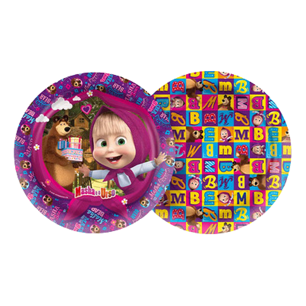 Prato Redondo Masha e o Urso C/08 Unidades (119593.0)