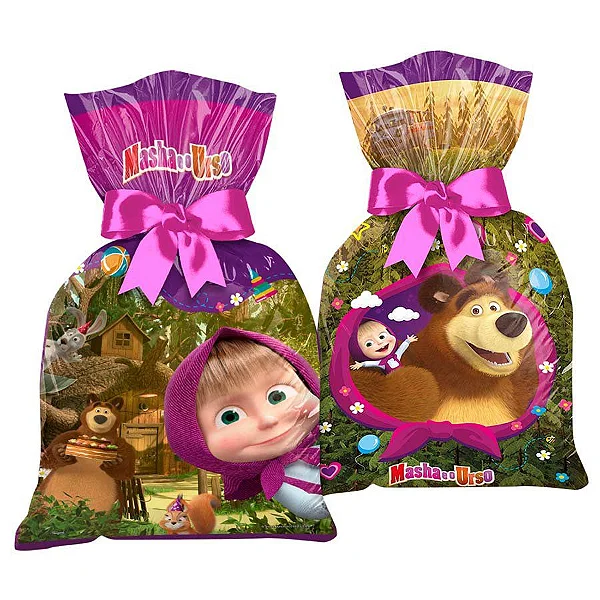 Sacola Plástica Masha e o Urso C/08 Unidades (119591.3)