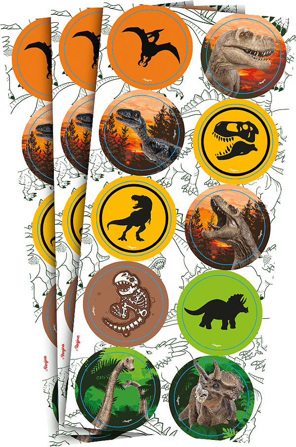 Adesivo Redondo Dinossauros C/30 Unidades (117462.2)