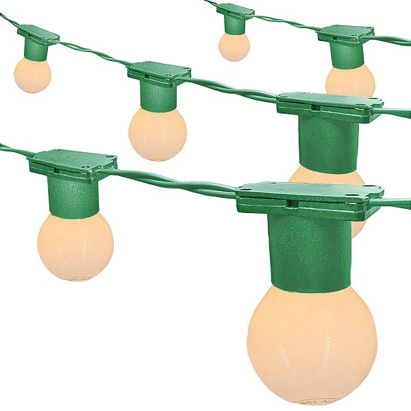 Varal de luzes Verde com lâmpada leitosa 15w