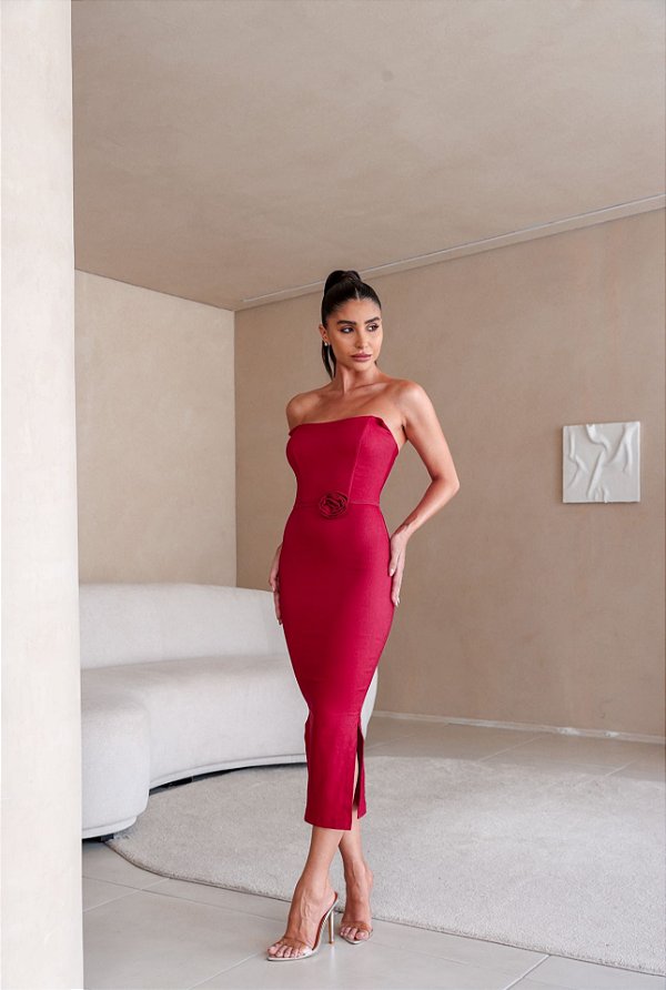 Vestido Midi Flor Liz Vermelho