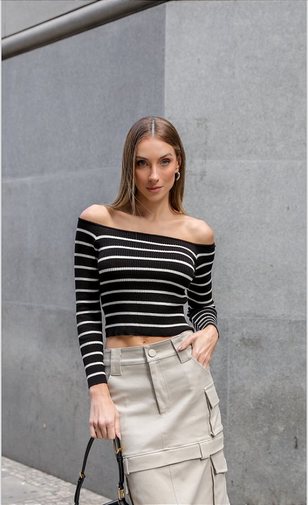Blusa Malha Tricot Preta
