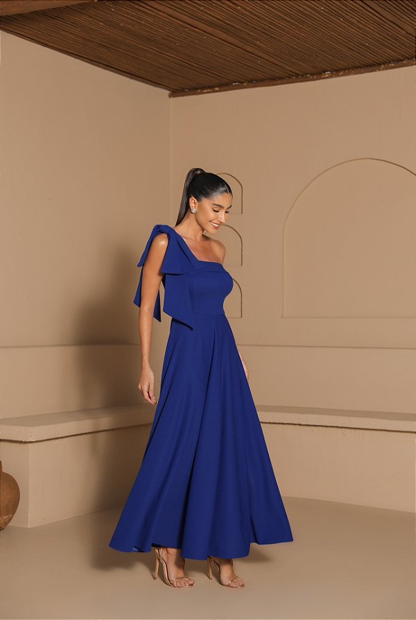 Vestido Midi Laço Azul Celina