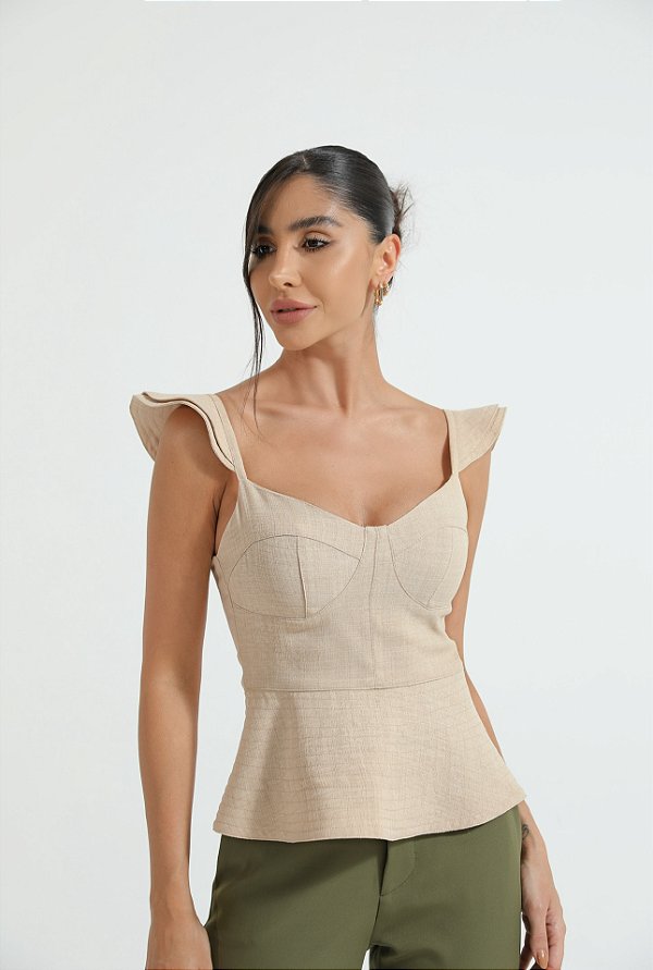 Blusa Peplum Bege