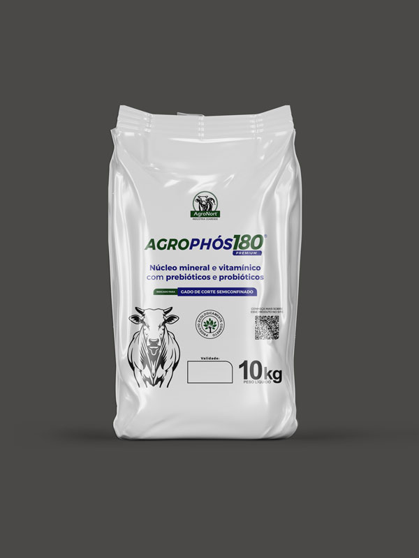 Agrophós 180 Premium - Núcleo Mineral e Vitamínico com Prebióticos e Probióticos - Saco 10kg