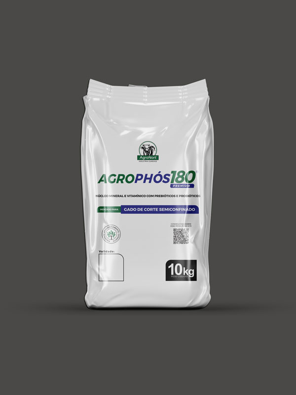 Agrophós 180 Premium - Núcleo Mineral e Vitamínico com Prebióticos e Probióticos - Saco 10kg