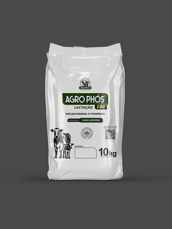 Agrophós Lactação 180 - Núcleo Mineral e Vitamínico - Saco 10kg