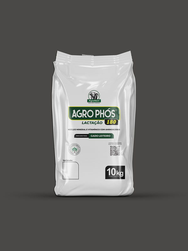 Agrophós Lactação 180 - Núcleo Mineral e Vitamínico com Aminoácidos - Saco 10kg