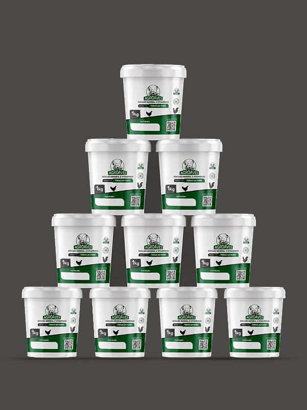 Combo 10 Baldes 1kg Agroaves - Núcleo Mineral e Vitamínico