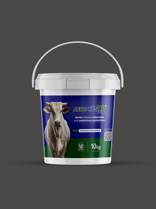 Agrophós 180 Premium - Núcleo Mineral e Vitamínico com Prebióticos e Probióticos - Balde 10kg