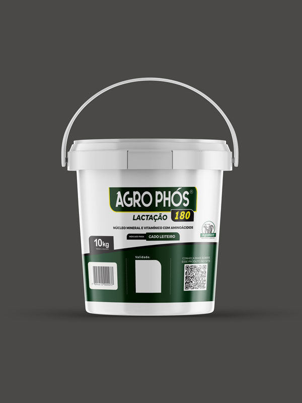 Agrophós Lactação 180 - Núcleo Mineral e Vitamínico com Aminoácidos - Balde 10kg