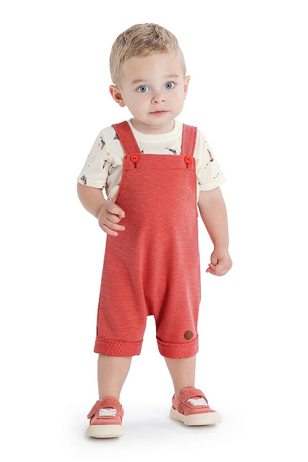 Macacão salopete e camiseta bebê masculino Elian