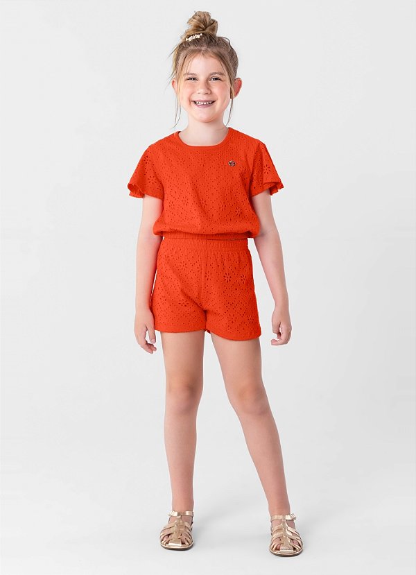 Conjunto Infantil Coral 100% Algodão - BRANDILI