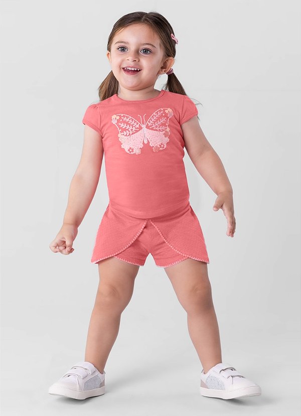 Conjunto Blusa Meia Malha e Shorts Saia Meia Malha Maquinetada-BRANDILI