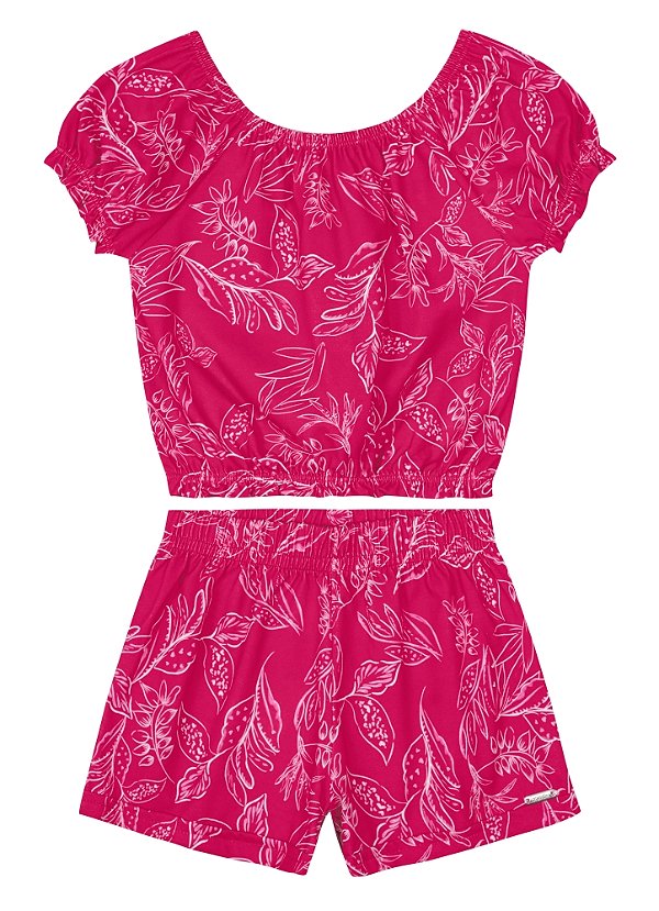 Conjunto Blusa Cropped e Shorts Meia Malha Brandili
