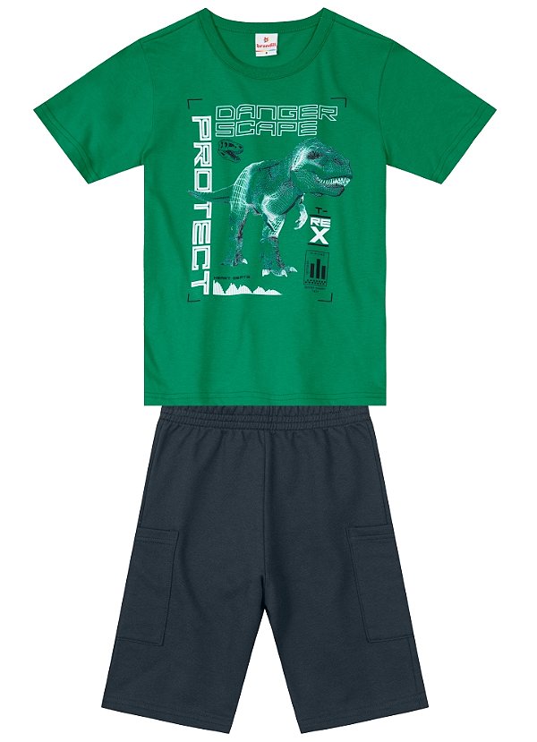 Conjunto Infantil Masculino Dinossauro 100% Algodão