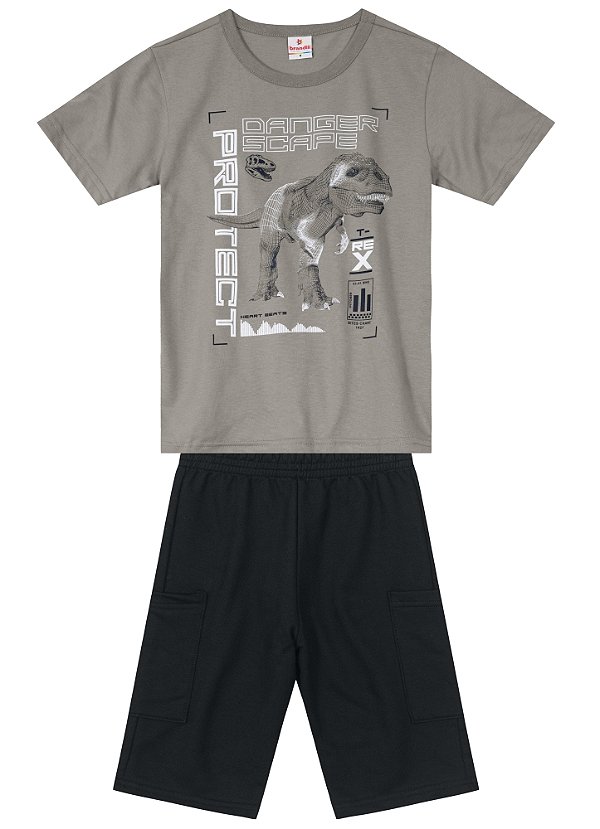 Conjunto Infantil Masculino Dinossauro 100% Algodão
