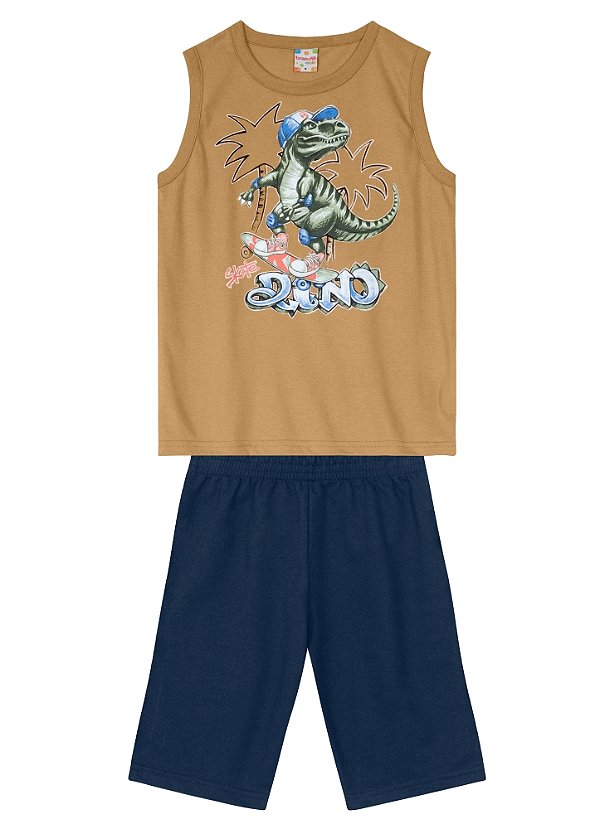 Conjunto Infantil Masculino Skate Dino 100% Algodão
