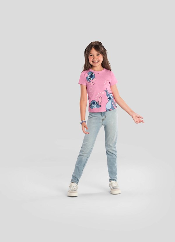 Camiseta Infantil Feminina Estampa Stitch