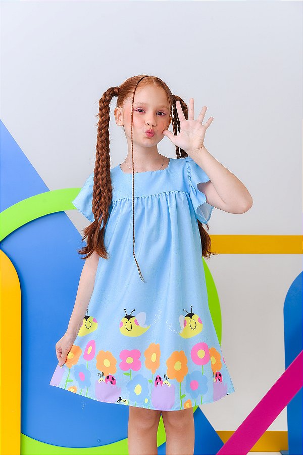 Vestido Infantil Feminino Estampa Abelhinha