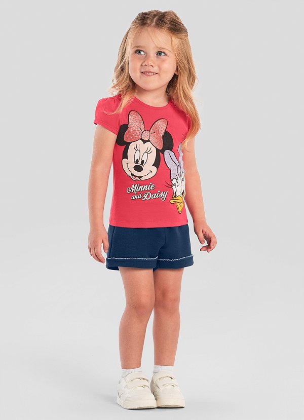 Blusa infantil menina da Minnie Mouse com glitter Brandili