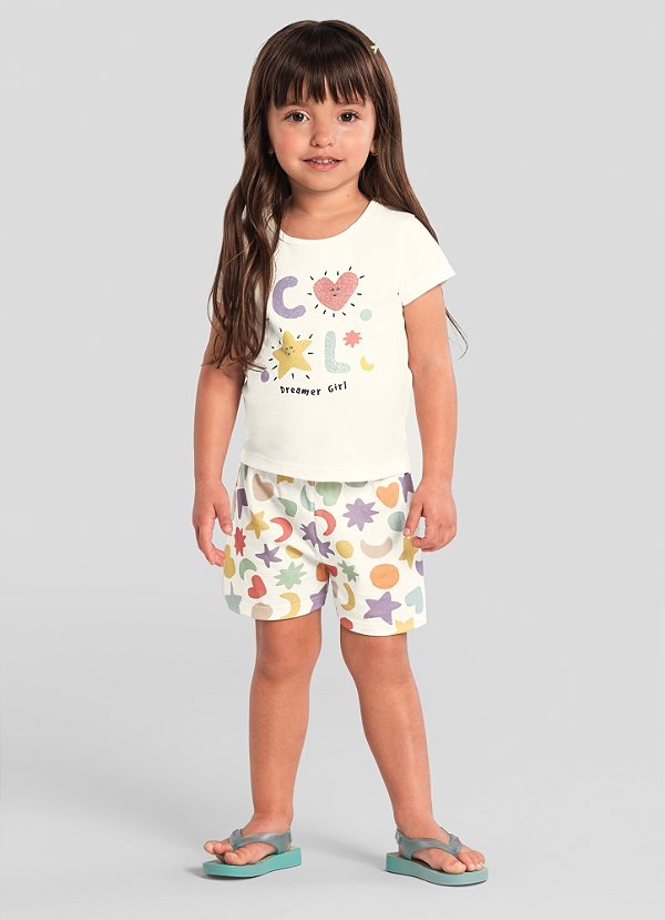 Pijama infantil menina colorido com brilho Brandili