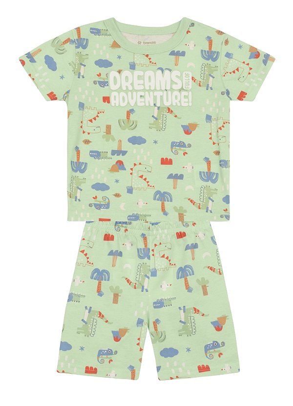 Pijama infantil menino de dino brilha no escuro Brandili