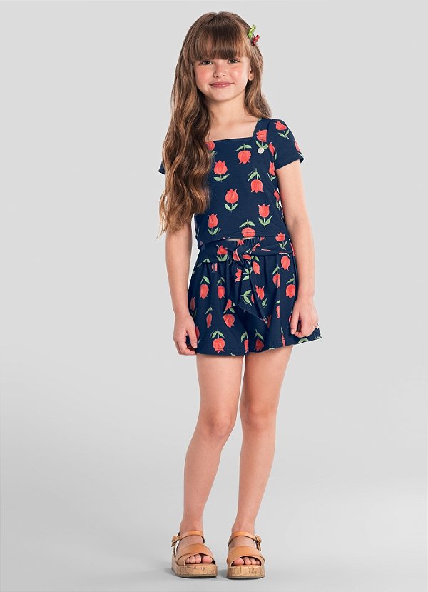 Conjunto infantil menina florido Mundi