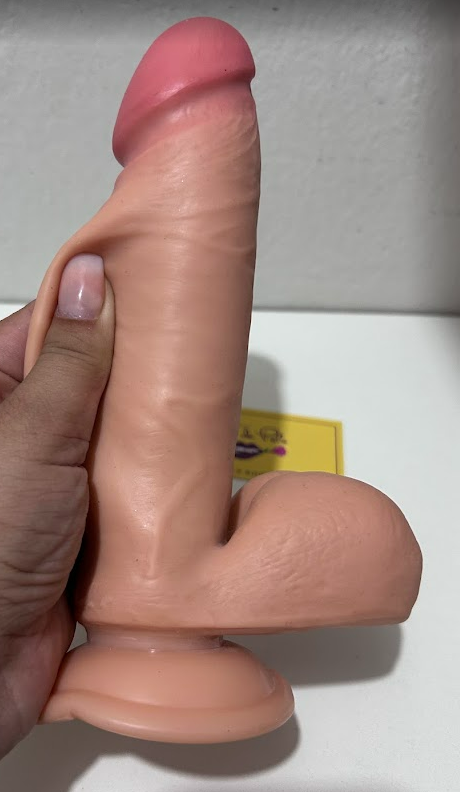 Protese Penis Pele dupla Realistico que imita pele humana com ventosa que gruda na parede 20 x 4 cm