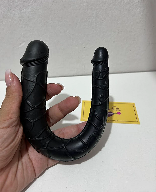 Protese Penis Dupla Preta com veias 34cm