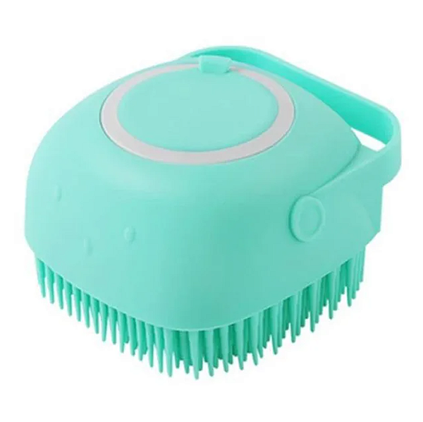 Escova de Silicone com Reservatório para Banho de Pets